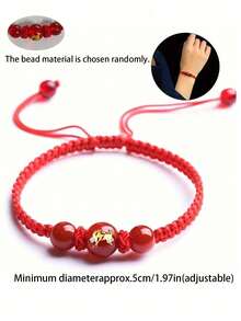 5件套中国风生肖马手链，2026马年幸运红绳手链，近年来情侣友谊手链，男女通用，2026马年红色幸运编织绳手链（女士款），中国风马珠手链，新年祝福首饰礼品 - 彩色 - 查看 3