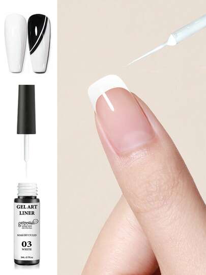 1pc Classic White Gel Nail Polish, Suitable For French Tip Nail Art, Removable Under UV Lamp, Nail Salon Use Nails