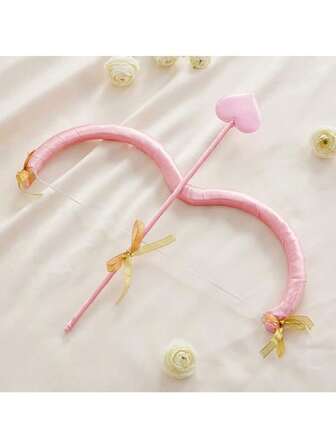 1 set Conjunto de mini arco y flecha de Cupido, accesorio romántico y encantador para disfraces, fiestas, bodas, photocalls, fiestas de disfraces y juegos de roles