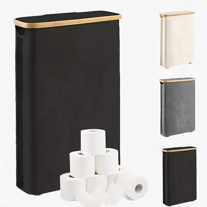 Großer Kapazität Dünner Bambus Toilettenpapierhalter mit Deckel - Hält 18 Normalgröße Rollen/9 Jumbo Rollen, Entworfen für das Badezimmer, auch geeignet für Schmutzwäsche Aufbewahrung