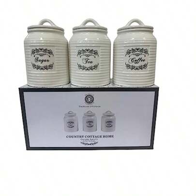 Country Cottage Home Set Of 3 Canister Set