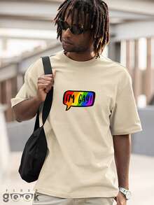 Camisa Camiseta I'm Gay Estampa Rainbow LGBTQIA+ Colorida REF 3318 FLUXO GEEK - Caqui - Visão 4