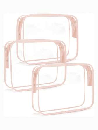 Clear Toiletry Bag, 3 Packs TSA Approved Travel Toiletry Bag Carry On Travel Accessories Bag Airport Airline Quart Size Bags Makeup Cosmetic Bag For Women