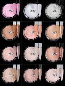 10克/片肤色亚克力粉，高光裸粉色亚克力粉，美甲DIY设计，亚克力美甲3D雕塑，法式美甲延长，专业聚合物3D亚克力美甲套装，节日礼物亚克力按压式美甲片 - 彩色 - 查看 15