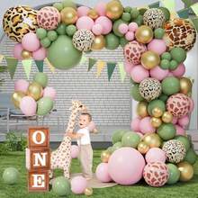 Kit de Arco de Guirnalda de Globos, Adecuado para baby shower, Boda, cumpleaños, Aniversario, Halloween, Navidad y Otras Decoraciones para Fiestas (Estampado animal) - verde claro - Ver 11