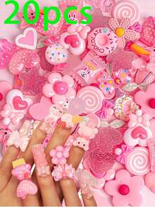 20/50个糖果美甲饰品，适用于史莱姆和美甲 - 可爱水果和糖果树脂美甲配件，适用于DIY工艺品和美甲装饰