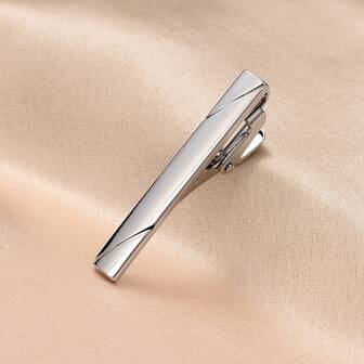 1pc 3.5inch Silver Copper Tie Clip For Men, Elegant Business Style
