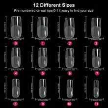 120Pcs Full Cover Square Fake Nails, 12 Sizes Square Nails Acrylic False Nails For Nail Extension, French Square Shaped False Nail Tips For Nail Salons And Nail Tips Art (Clear) - 無色 - 查看 5