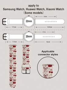 1pc Red Bow & Cherry Studded Soft, Elastic, Breathable Replacement Wristband Strap For Apple Watch 38mm 40mm 41mm 45mm 44mm 42mm 49mm, Fashionable Casual Multi-Color Silicone Watch Band Compatible With Apple Watch Ultra Series, S10/SE/9/8/7/6/5/4/3/2/1 Smartwatch - Multicolor - View 15