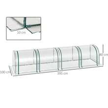 Outsunny Tunnel Greenhouse, 4 Zippered Windows, Steel Frame, Sturdy Transparent Canvas, 395 X 100 X 80 Cm - Transparent - View 9