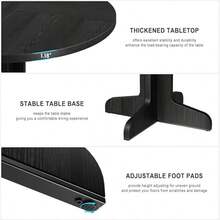 Mesa de comedor redonda negra para 4-6 personas, juego de mesa circular para cocina y comedor, tablero de madera fácil de limpiar, estilo clásico y moderno. - Negro - Ver 4