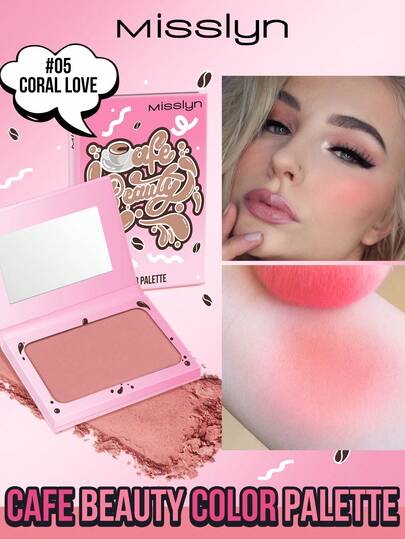 Misslyn Cafe Beauty哑光腮红盘，带镜子，4种颜色可选，打造自然妆效，显色度高，易于晕染，从清透到浓郁，无粉，持久不脱妆，轻轻一扫即可打造充满活力的自然妆容。