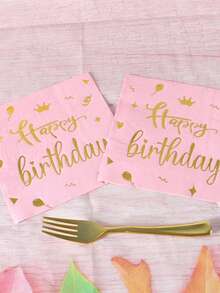 20 Peças Guardanapos de Papel Descartáveis de Luxo com Folha de Ouro Rosa, Dupla Camada, Adequados para Festa de Aniversário, Cerimônia de Formatura, Dia dos Namorados, Dia das Mães, Decoração de Mesa para Festa de Ano Novo - Multicolorido - Visão 2