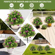 Hodeffior Lot de 2 boules de buis artificiel de 60 cm avec fleurs rouges – Arbustes artificiels résistants aux UV avec piquets de fixation, décoration idéale pour jardin, terrasse, véranda et intérieur. - Prune - Voir 2