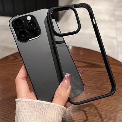 2-In-1 Luxury Clear Acrylic Case With Black Border Compatible With IPhone 17 Pro Max/17/17 Pro/17 Air/16/16 Pro/16 Plus/16 Pro Max/15/15 Plus/15 Pro/15 Pro Max/14/14 Pro/14 Pro Max/13/13 Pro/13 Pro Max/12/12 Pro/12 Pro Max/11/11 Pro Max - Slim & Protective, Ideal Gift Compatible With Apple Enthusiasts