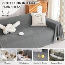 Funda de Sofá Chenille de Doble Cara Funda Reversible Chenille Mejorada Washable Anti-Slip Multifuncional Sofa Cover para Mascotas All Seasons Gris Oscuro 180X230cm/70.8X90.6in - Grisoscuro - Ver 2