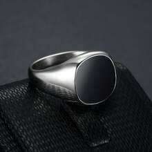 Black And Gold Men's Ring Personality Glossy Surface Epoxy  Titanium Steel Ring Cross-Border Unisex Fashion - 中號金色04307 - 查看 3