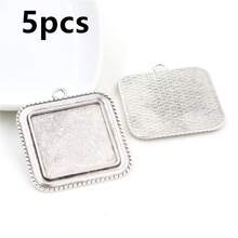 4 piezas de base de bisel de aleación de zinc de 25 mm para hacer joyas con colgante cuadrado en blanco, accesorios para manualidades - Ajuste de base de cabujón colgante - Ver 12