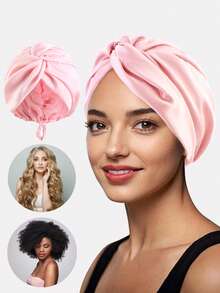 1pc Women's Adjustable Faux Silk Criss-Cross Turban Hat, Silk Sleep Cap, Hair Care Cap For Daily Use Hair Sleep Cap - Multicolor - View 10