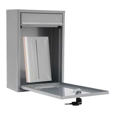  LYNICESHOP Mailbox Wall Mount, Letter Box For Outside With Key Lock, 8.46 * 3.35 * 12.6in Dropbox With Slot, For Envelope, Little Package, Office Business, Home, Decor (Silver) Holiday Gift (US Stock) Faster Delivery