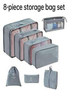 9pcs/Set Travel Packing Cubes - Large Capacity Multi-Function Zipper Storage Bags, Hand-Held Travel Bag, Storage Bag, Mesh Bag, Shoe Bag, Bottle Sleeve, Drawstring Bag, General Bag, Luggage Bag, Underwear Storage Bag, Hospital Bag, Shirts, Underwear, Clothes