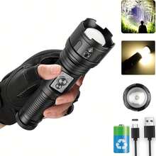 White Laser Flashlight TYPE-C Charging With Output Built-In Camping Lamp Outdoor Multi-Functional Strong Light Flashlight - 黑色 - 查看 2