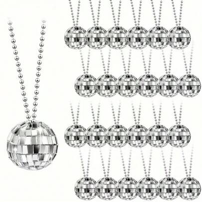 10pcs 1970s Disco Party Necklaces, Reflective Necklaces Made Of Durable Glass And Plastic, Versatile Fashion Accessories And Dance Accessories