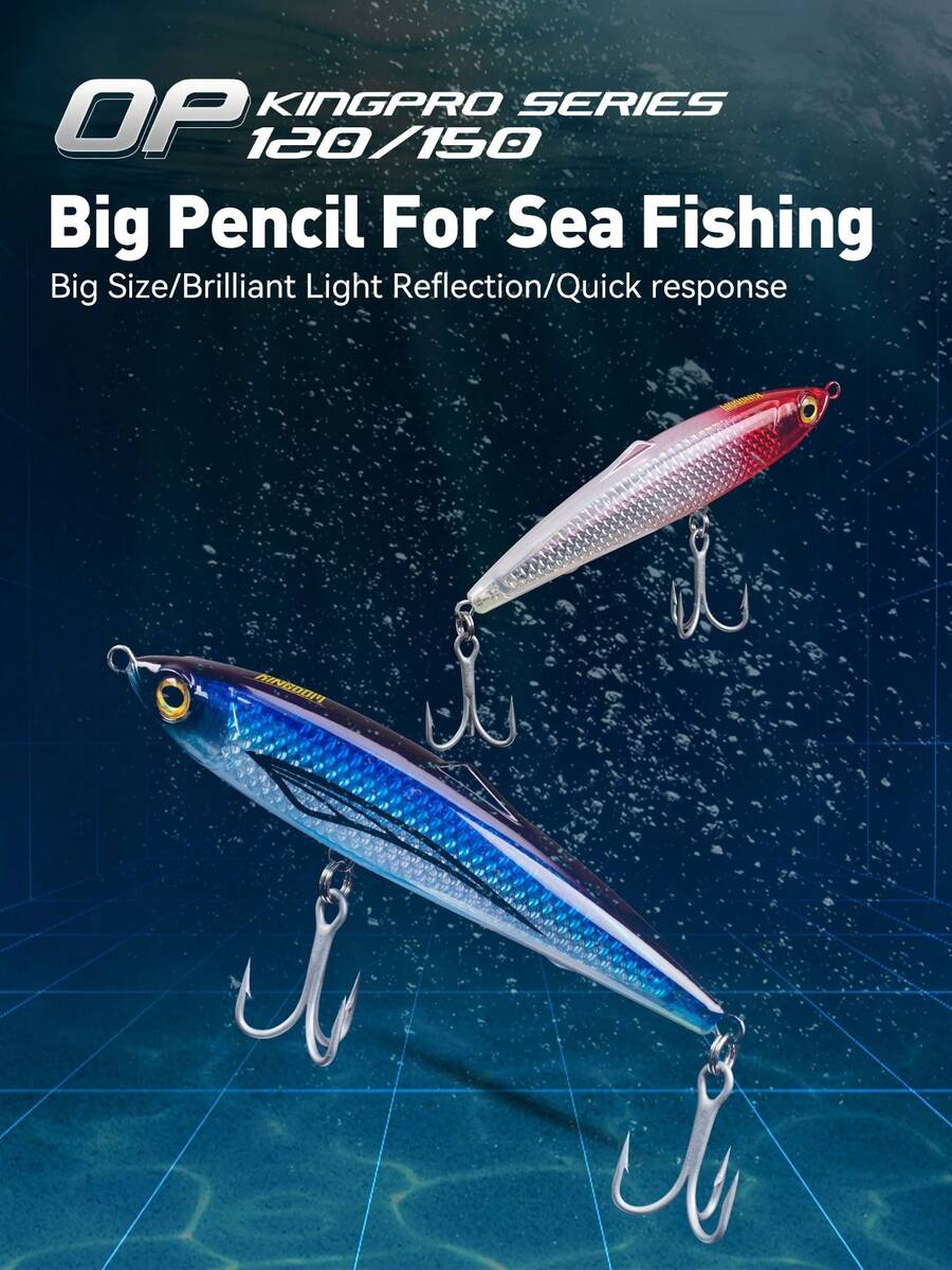 KINGDOM 1PC Kingpro 海水钓鱼路亚饵 61克/66克，适用于拖钓、抛投、收线、底钓，大沉铅笔型路亚饵，专为海钓设计的大重量路亚饵，夜光涂层，单芯钢丝，适合初学者和专业钓鱼者使用。