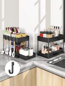 双层水槽收纳架、橱柜下层收纳架、双滑门橱柜篮抽屉、多功能浴室收纳篮、整理架、台面厨房收纳架、厨房装饰、节日礼物、厨房用品、厨房收纳架、浴室和厨房橱柜收纳单元、浴室和厨房多功能水槽收纳单元 - 彩色 - 查看 11