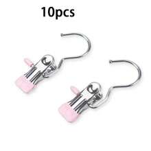 50个简易不锈钢夹子，多用途单钩夹，适用于裤子、裙子，防风衣夹，衣架，节省空间的家居收纳用品，适用于卧室、衣柜、宿舍、家庭使用 - 彩色 - 查看 18