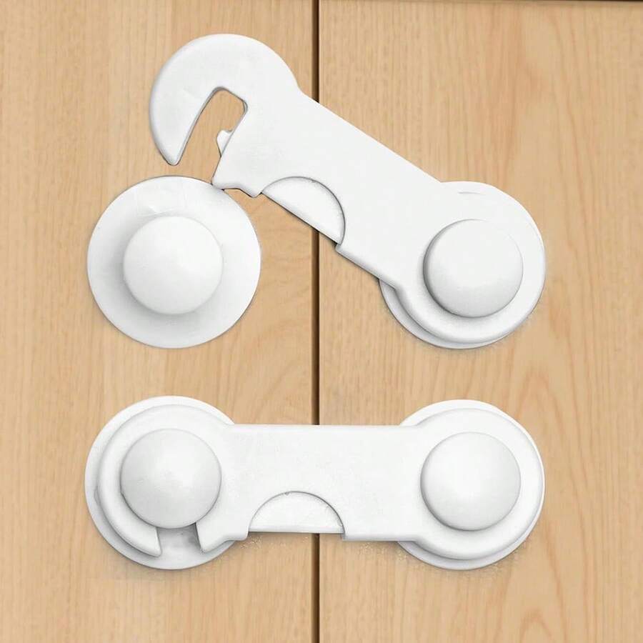 Proofing Cabinet Lock, Adhesive Safety Latches For Kitchen Drawers Fridge & Wardrobe, No-Drill Proof Locks For Cupboard Doors - Multicolor - View 1