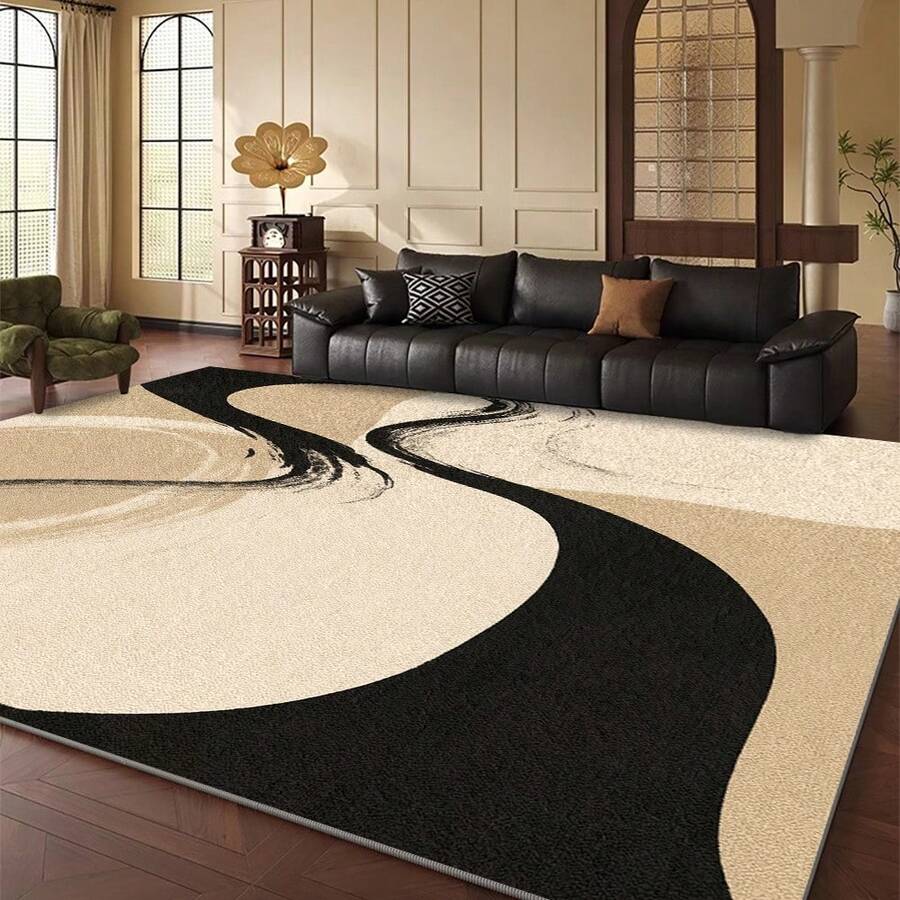 1pc Modern Ink Style Curved Art Pattern Carpet.The Velvet Fabric Weighs About 850 Grams, And The Thickness Is About 0.6cm. Carpet-Wear-Resistant/Non-Slip/Easy To Clean.A Variety Of Sizes Are Available.Suitable For Kitchen/Living Room/Dining Room/Bedroom/Balcony/Bathroom/Study And Other Scenes.It Is The Perfect Choice For Home Decoration.