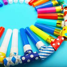 10/50/70/100pcs Party Blowout Horns, Colorful Party Whistles, Festival Party Decorations, Multicolor Noise Maker Props, Random Style & Color, Party Favors, Birthday Party, Wedding, Christmas, Back To School, New Year, Party Atmosphere Maker - Multicolor - View 5