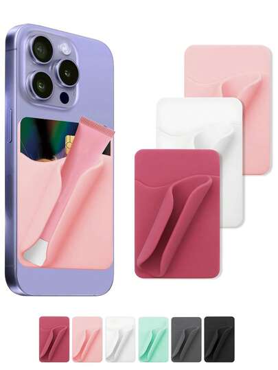 2-In-1 Phone Lip Gloss Card Holder, Lip Gloss Stand, Phone Card Holder, Made Of Silicone, Can Be Attached To The Back Of The Phone, Combines Credit Card Wallet And Lip Gloss Storage Functions, Can Hold Checks, ID Cards, Business Cards, Ideal Gift For Mother, Family, Friends On Birthday, Holiday, Card Holder, And Valentine's Day