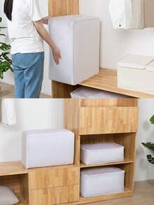 1pc Large Capacity Foldable Fabric Storage Bag - Suitable For Bedding, Clothes, Pillows, Quilts - Applicable For Home, Bedroom, Dorm, Spa Closet, No Electricity Needed, Collapsible, No Support Required - White - View 4