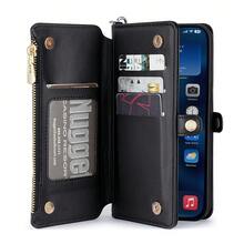 PU皮革翻盖保护套，带挂绳、钱包式卡槽和多功能手机袋 - 黑色 - 查看 3