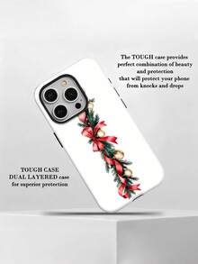Estuche para teléfono con adorno de guirnalda navideña Compatible con fundas de teléfono   17  16 Pro Max  15 Pro Max  13 y  12 Hecho de material de TPU a prueba de caídas, resistente al desgaste y cómodo de sostener Un gran regalo para familiares, amigos, seres queridos, novios / novias y para Navidad - Blanco - Ver 5