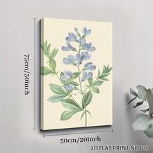 2D Flat, Posters & Prints 1pc Framed Canvas Poster Wall Art For Living Room, Blue Floral Botanical Canvas Prints, Minimalist Flower Vintage Wall Decor, Pea Branch Leaf Wall Pictures For Bathroom Bedroom Above Bed Kitchen Wall Art Canvas Paintings Ideal Gift For Bedroom Living Room Corridor Wall Art Wall Decor Room Decoration 2D - Multicolor - View 9
