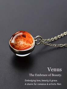 1件个性化表达玻璃球行星系列吊坠，适合女性、情侣、朋友、父母，独特的礼物之选（太阳、月亮、水星、金星、地球、火星、木星、土星、海王星） - 彩色 - 查看 11