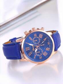 14pcs Women's Watch PU Leather Fashion Simple Three Eye Roman Scale Dial Quartz Watch Set Wristwatch Party Wedding Gift Beach Vacation Valentine Gift