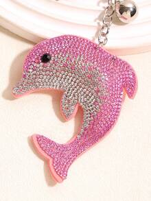 1pc Rhinestone Dolphin Tassel Keychain, Car Pendant, Hair Accessory, Casual Boho Party Cute Street Elegant Zinc Alloy, All Season - Baby Pink - View 2