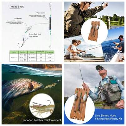 Hook Walker Walker - Soporte De Cebo De Acero Al Carbono, Ganchos Fijos Luminosos De Camarones vivoss Accesorios pescaa para Agua Dulce Y Agua Salada, Incluye Lneas Y Pesos Adecuados para Capturar