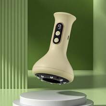 Instrumento eléctrico inteligente recargable por USB de 1200 mAh para ventosas y raspado, para uso doméstico, masajeador de ventosas inteligente con 9 velocidades ajustables, masajeador eléctrico doméstico de ventosas y gua sha con ventosas grandes de succión y deslizamiento para frotar el abdomen, la espalda, las piernas y masajear, dispositivo portátil, ventosas fáciles de usar, deslizamiento suave, regalos para las fiestas navideñas - Beis - Ver 7