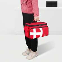 Mancro Bolsa de Primeros Auxilios Vacía, Botiquin de Emergencia Portátil con Múltiples Bolsillos y Organizador para Paramédicos, Viaje, Camping y Hogar, Rojo - Rojo y blanco - Ver 8