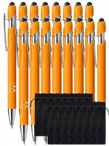 1-32支定制金属伸缩圆珠笔+触控笔套装 | 防滑笔握+书写流畅的中号笔尖 | 兼容智能手机/平板电脑/办公设备 | 可刻字/日期/Logo | 商务刻字笔+教师节礼物+新人中性笔 | 适合学生/上班族/教师（男女通用） | 节日/生日礼物（母亲节/圣诞节/毕业典礼） | 办公/学习必备 | 多场景适用（教室/宿舍/商务会议） | 男女皆宜，青少年适用，DIY - 橙黃色 - 查看 20