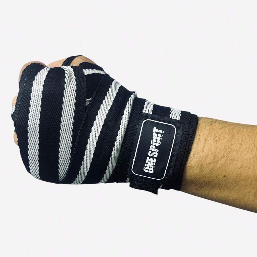 Hand Wraps, Forearm Guards - Black and White - View 1