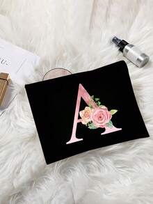 Túi đựng mỹ phẩm khóa kéo màu đen - Họa tiết hoa hồng ombre và chữ cái A-Z, túi đựng tiền xu, túi trang điểm, túi mỹ phẩm ngoài trời, túi y tế, túi đựng đồ điện tử, túi vệ sinh, túi vải bố đa chức năng, túi đựng đồ dùng du lịch nhẹ, hoàn hảo cho việc làm đẹp ngoài trời! Túi trang điểm này thích hợp làm quà tặng cho phụ nữ, các bà mẹ, giáo viên, bạn bè, và là món quà lý tưởng cho Ngày Valentine, Giáng sinh, Năm mới và các ngày lễ khác. Túi đựng mỹ phẩm, túi đựng đồ vệ sinh cá nhân, túi đựng đồ dùng cần thiết khi đi du lịch, đồ dùng cần thiết cho kỳ nghỉ dành cho nam và nữ, hộp đựng đồ dùng du lịch, quà tặng cần thiết cho phụ nữ - Nhiều màu - Xem 3