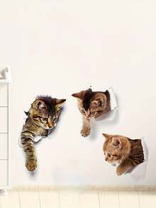 1 pieza Adhesivo de pared de gato de PVC removible y resistente al agua, adecuado para decoración del hogar y la habitación - Multicolor - Ver 4