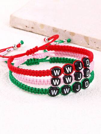 1pc Classic European & American Style Simple WWJD Letter Braided Bracelet, Fashionable & Personalized For Women