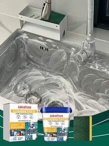 Jakehoe不锈钢清洁膏，多用途厨房清洁剂，除锈除油剂，有效清洁水龙头、水槽，去除污垢和油脂 - 彩色 - 查看 2